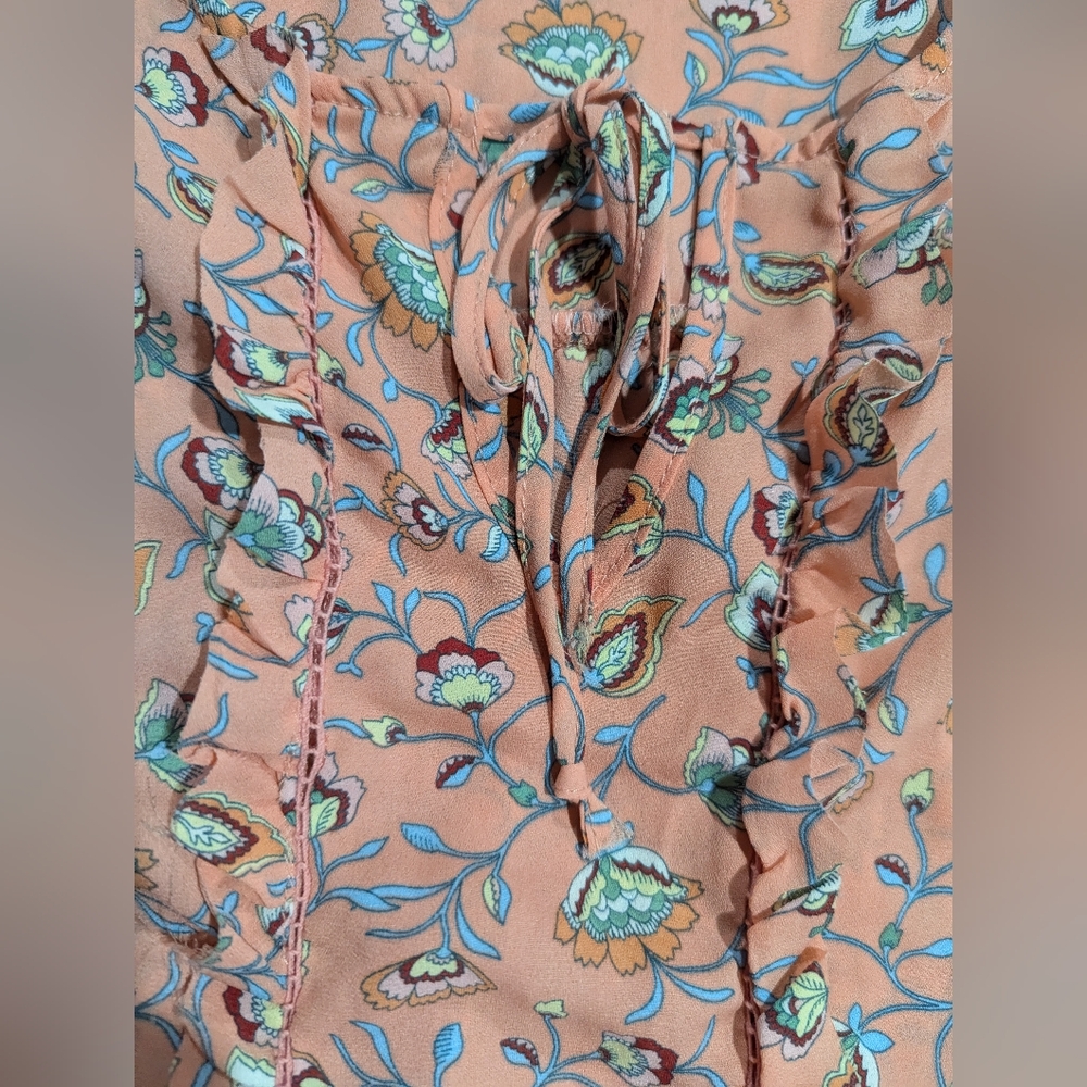 Rose + Olive Dusty Pink Blue Floral Sleeveless Top Size M *GUC - Picture 4 of 7